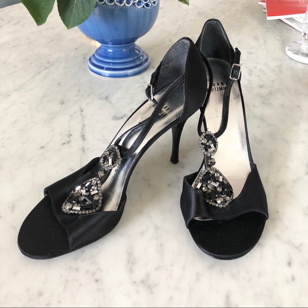 Stuart Weitzman Satin Jewel Stilettos - Picture 3 of 8